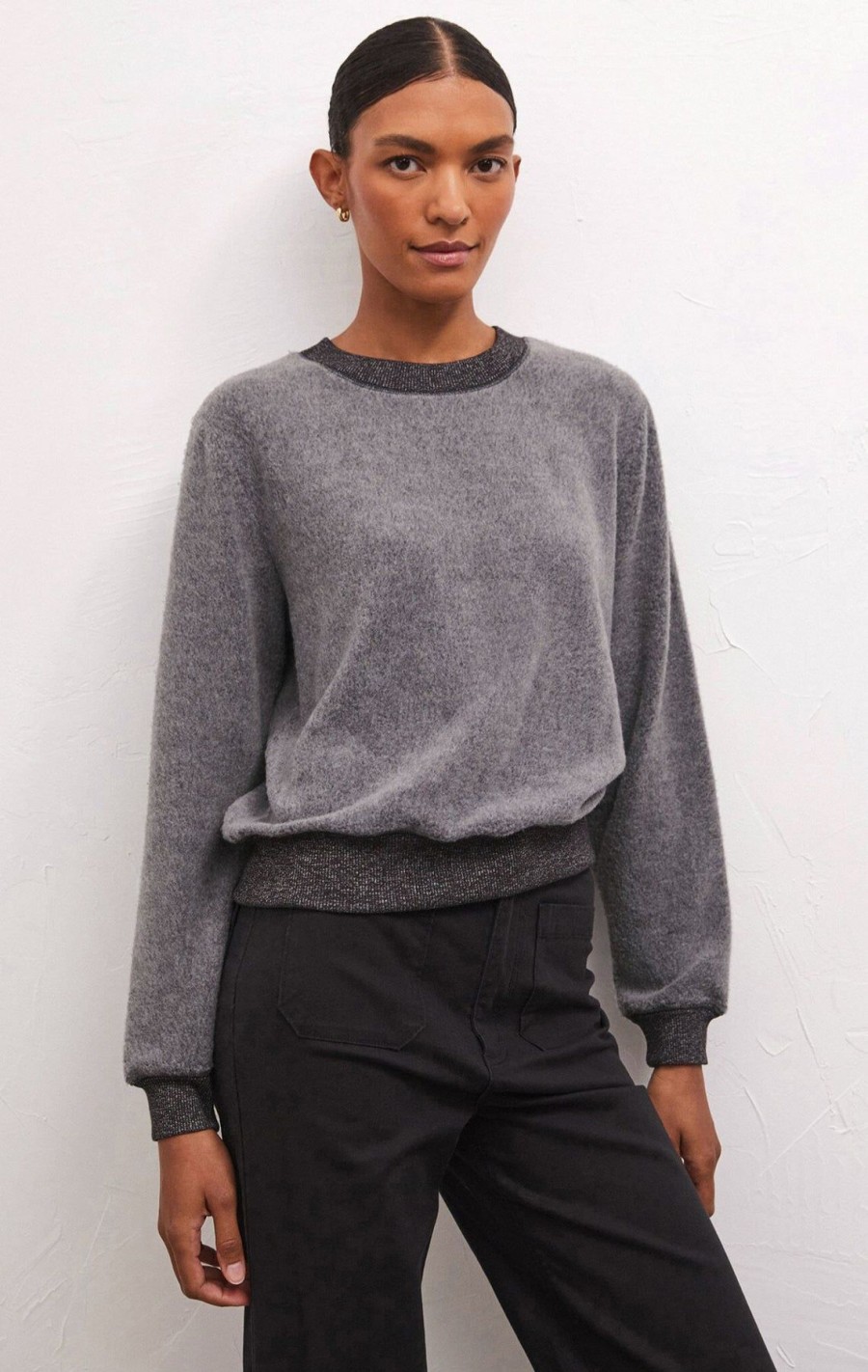 Women Z Supply | Russel Cozy Pullover Charcoal Heather