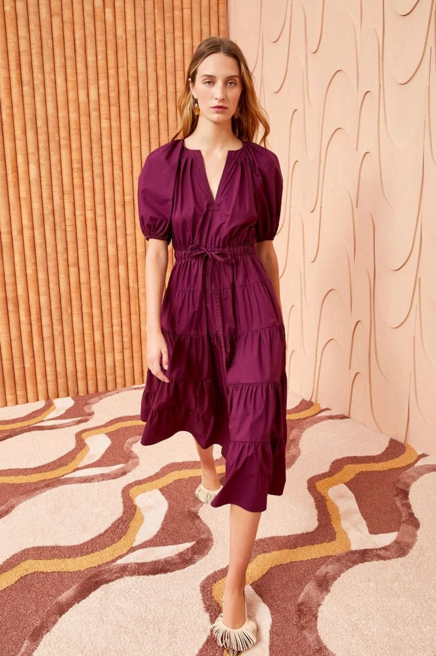 Women Ulla Johnson Midi & Maxi | Olina Dress Syrah