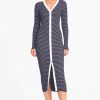 Women STAUD Vacation | Shoko Sweater Dress Navy Micro Stripe