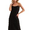 Women Anna Rae Midi & Maxi | Adriana Fringe Hem Dress Black