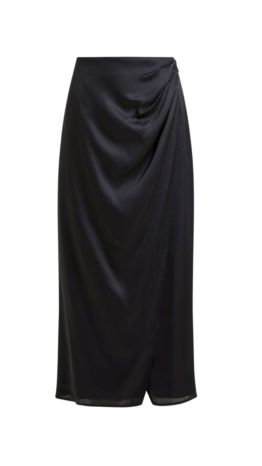 Women French Connection Skirts | Inu Satin Midi Wrap Skirt Blackout