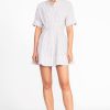 Women STAUD Vacation | Mini Lorenza Dress Ivory Micro Stripe