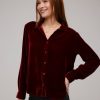 Women Bella Dahl Shirts & Blouses | Long Sleeve Clean Shirt Dark Burgundy