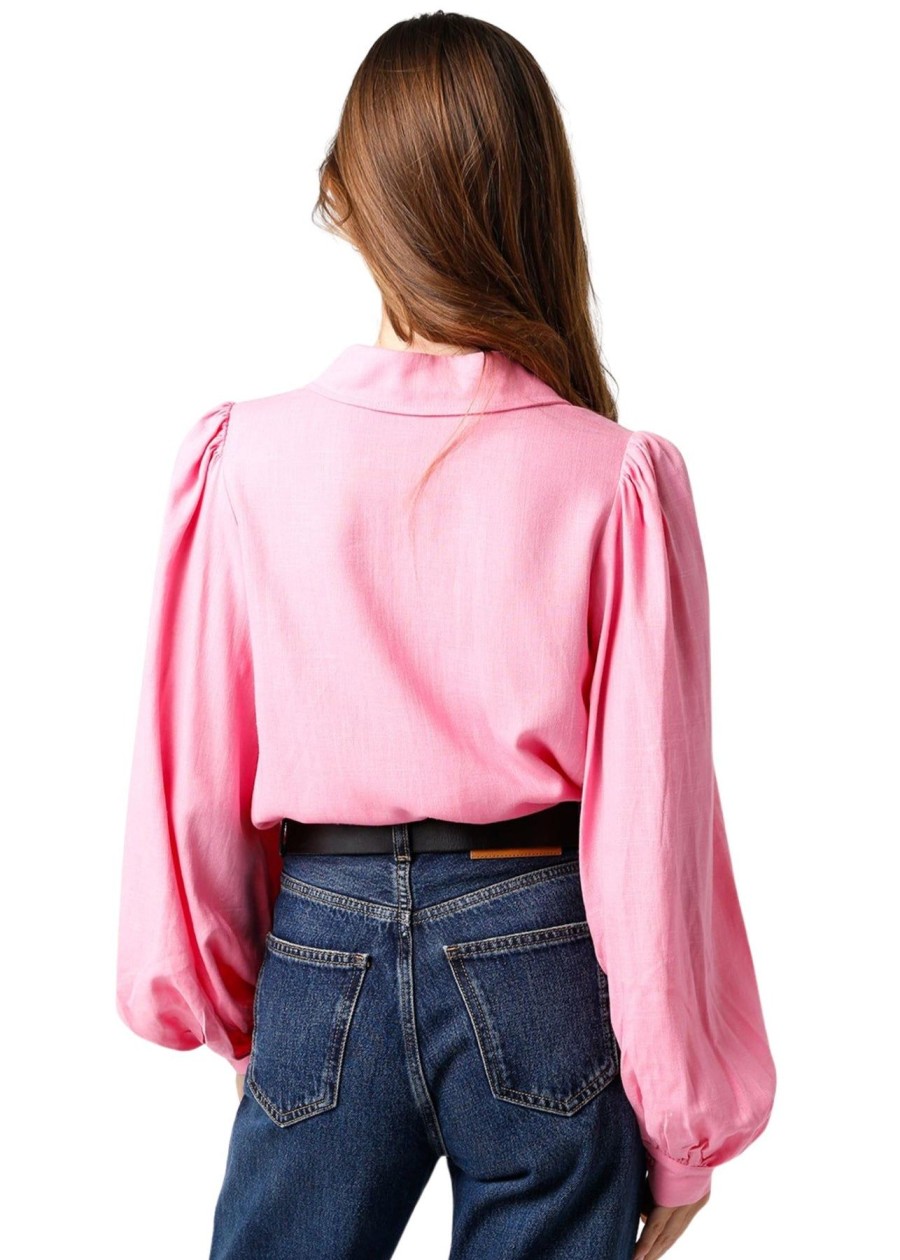 Women Kendall Lane Shirts & Blouses | Candy Linen Top Pink