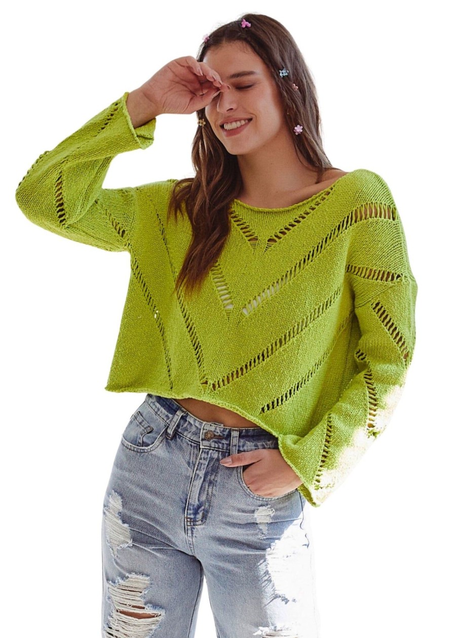 Women Anna Rae Sweaters | Sylvan Sweater Lime