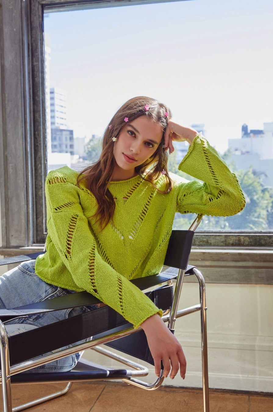 Women Anna Rae Sweaters | Sylvan Sweater Lime