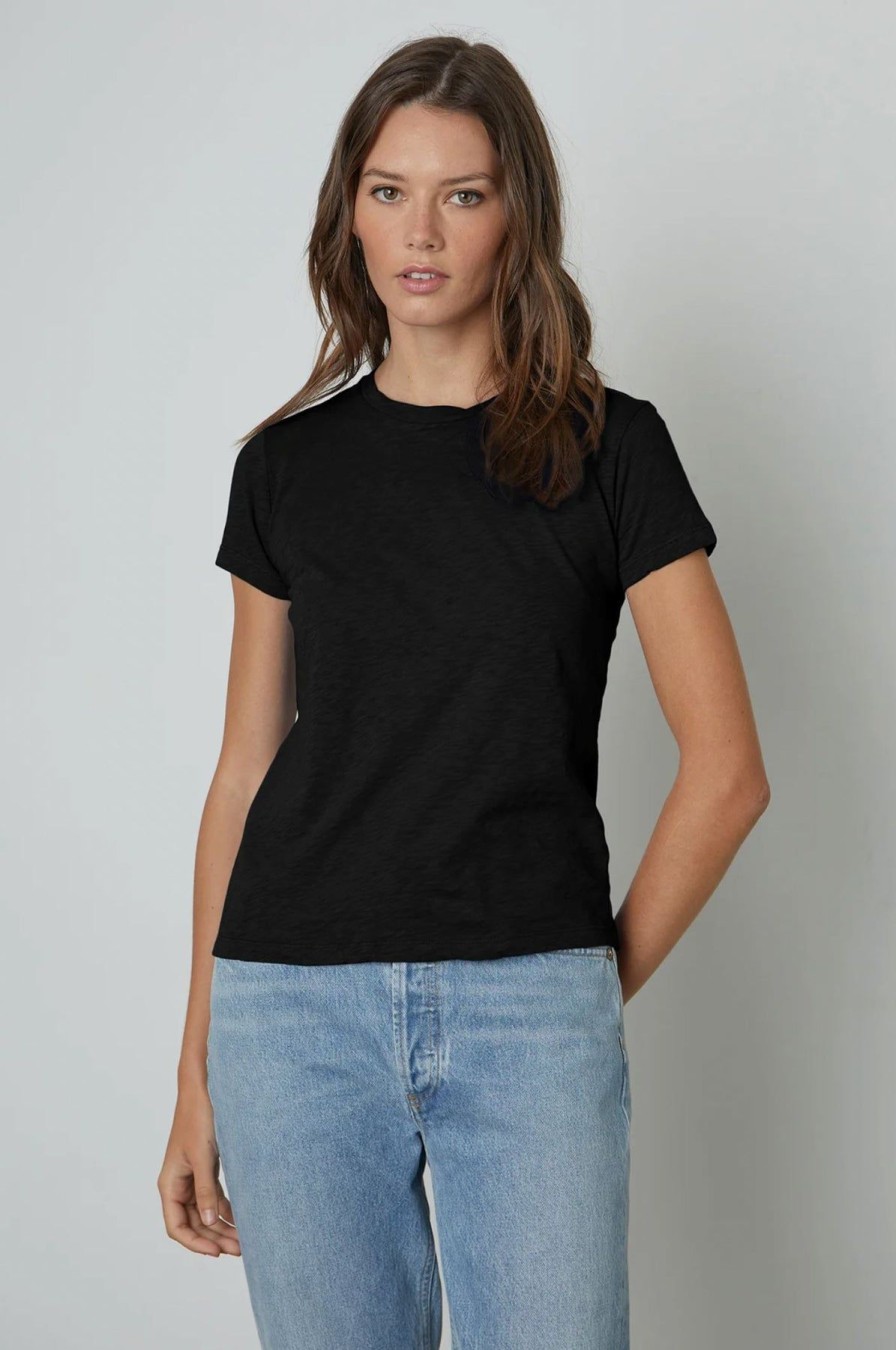 Women Velvet Tees & Tanks | Sierra Tee Black