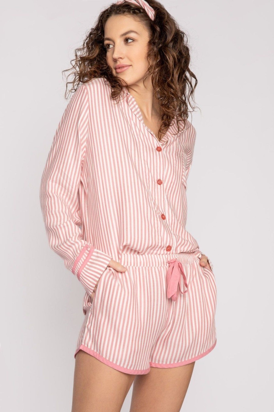 Women PJ Salvage | Pj Set Stripe Hype Rust