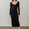 Women Anna Rae Midi & Maxi | Sloan Ribbed Midi Dress Black