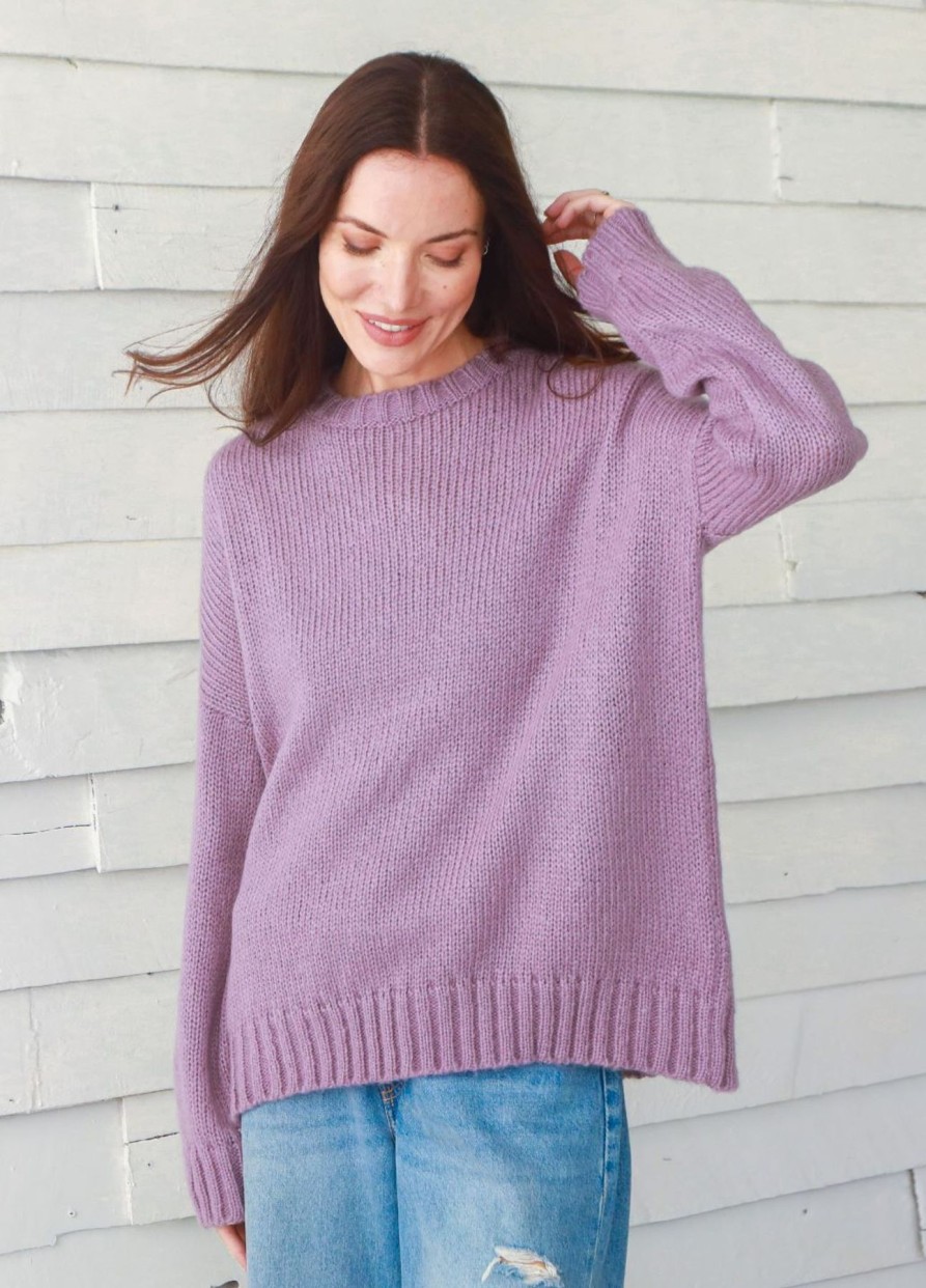 Women Wooden Ships Sweaters | Tomboy Slouchy Crew Haze Plum