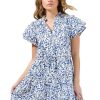 Women Anna Rae Vacation | Rosie Mini Dress White Blue