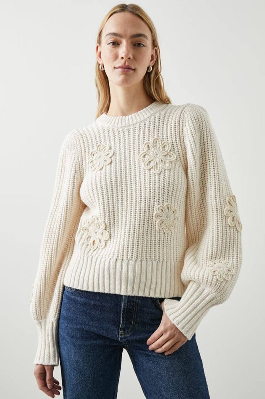 Women Rails Sweaters | Romy Sweater Ivory Crochet