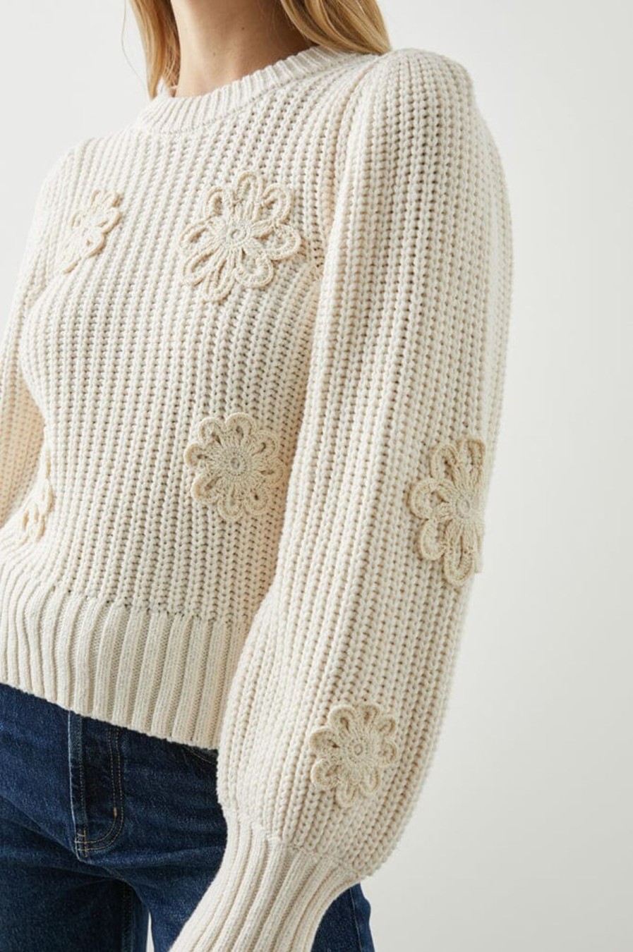 Women Rails Sweaters | Romy Sweater Ivory Crochet