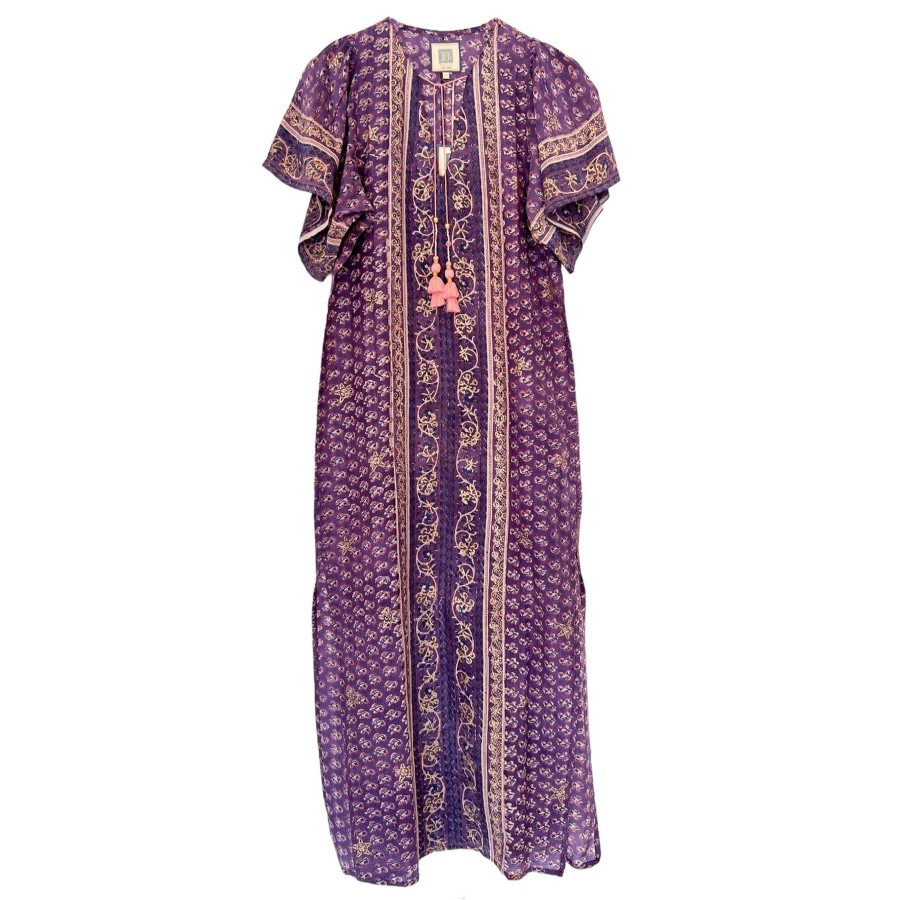 Women BELL by Alicia Bell Vacation | Angel Kaftan Purple Print