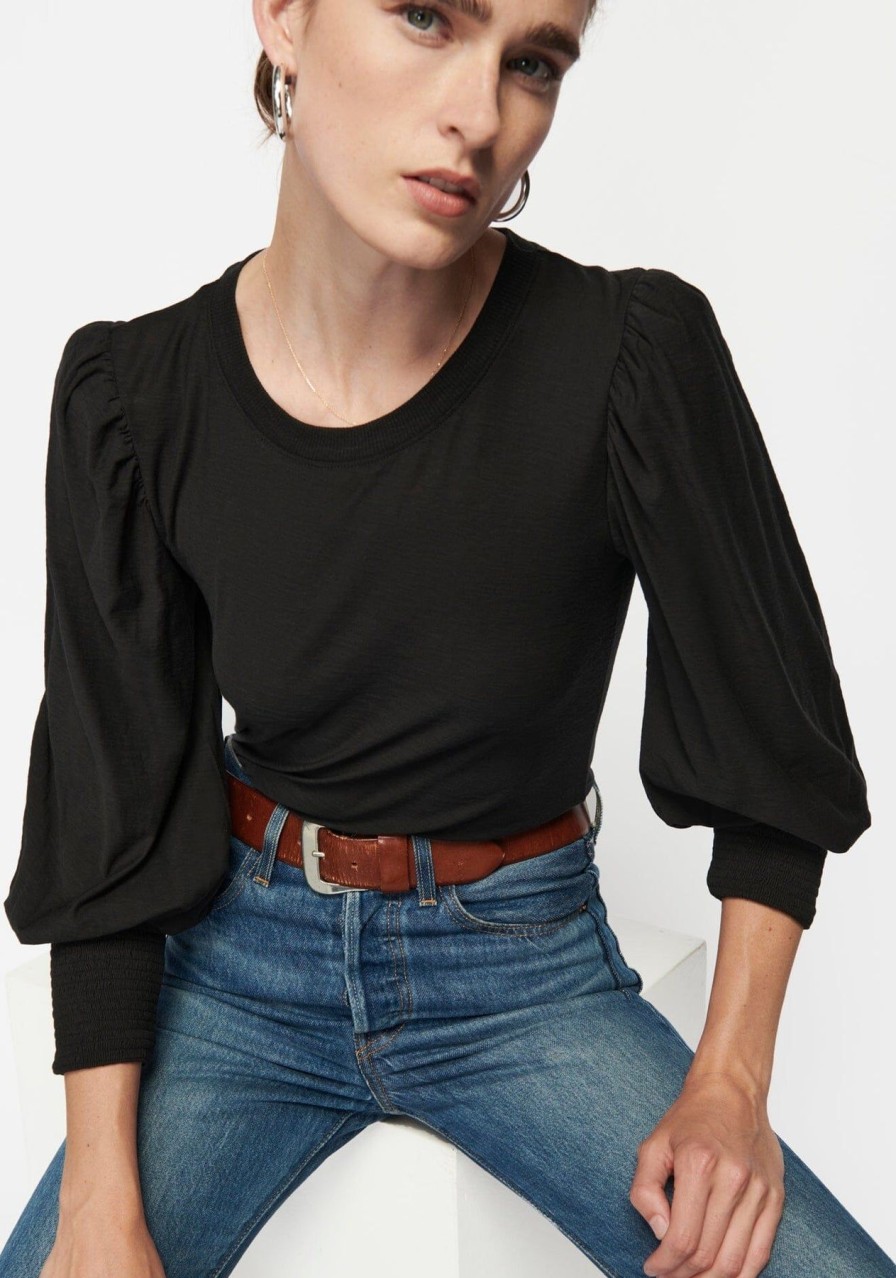 Women NATION LTD Shirts & Blouses | Loren Smocked Peasant Tee Jet Black