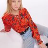 Women Joie Shirts & Blouses | Rainie Blouse Ponciana Multi Red