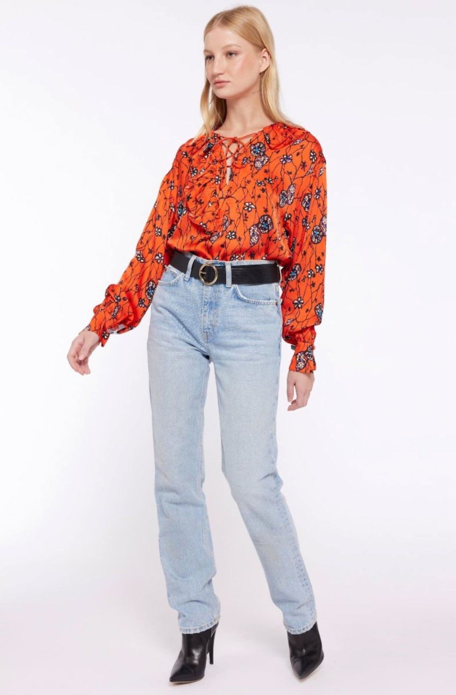 Women Joie Shirts & Blouses | Rainie Blouse Ponciana Multi Red