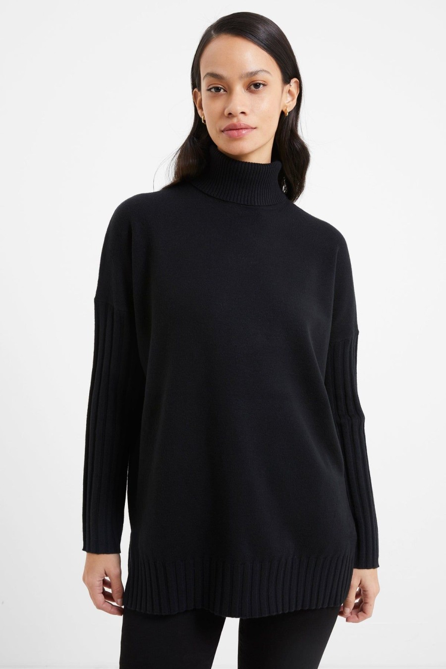 Women French Connection Sweaters | Babysoft Mock Neck Jumper Black