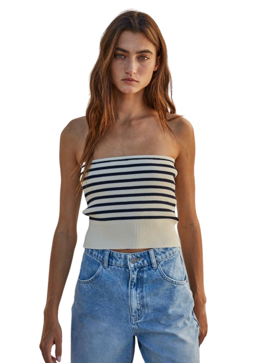 Women Kendall Lane Shirts & Blouses | Kit Tube Top Cream Navy