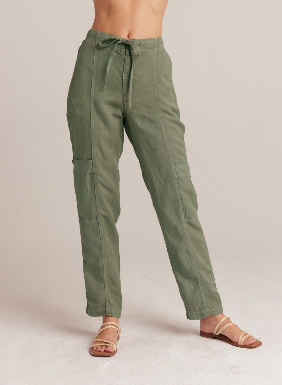 Women Bella Dahl Pants | Waverly Seamed Drawstring Pant Army Moss