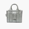 Women Marc Jacobs Handbags | The Monogram Metallic Mini Tote Bag Silver/White