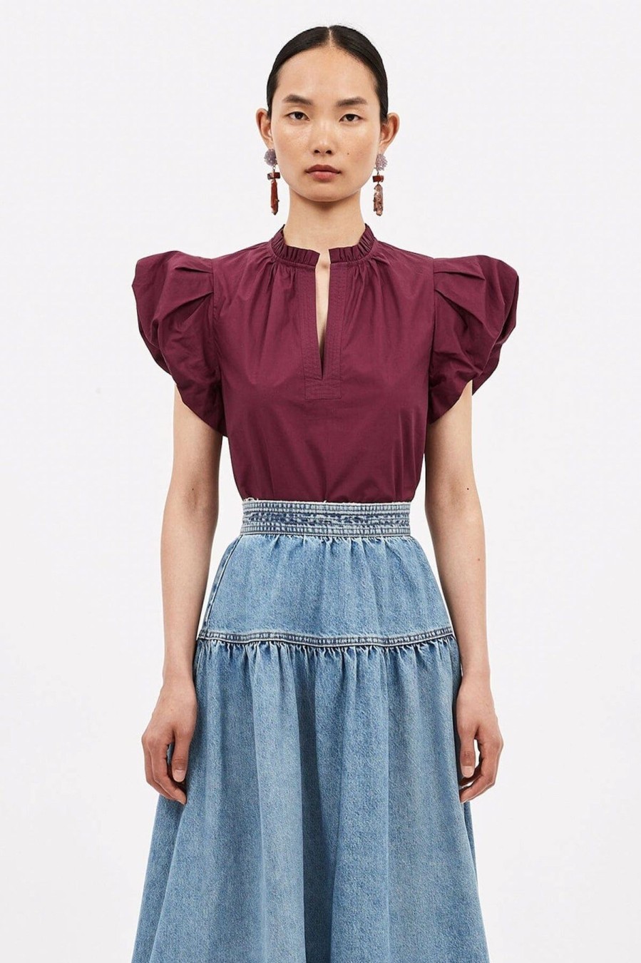 Women Ulla Johnson Shirts & Blouses | Klara Top Syrah