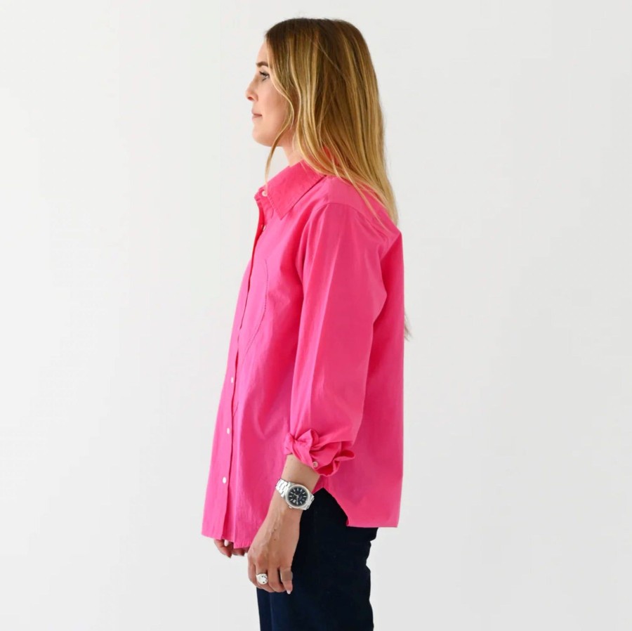 Women Kerri Rosenthal Shirts & Blouses | Mia Shirt Max Heart Pop Pink