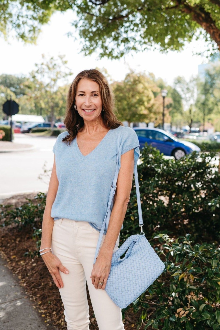 Women Estheme Cashmere Sweaters | V Neck Sweater Vest Ciel Blue