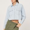 Women Kendall Lane Denim Jackets | Kat Denim Shacket Light Blue Denim