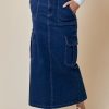 Women Kendall Lane Denim | Christa Cargo Skirt Dark Denim