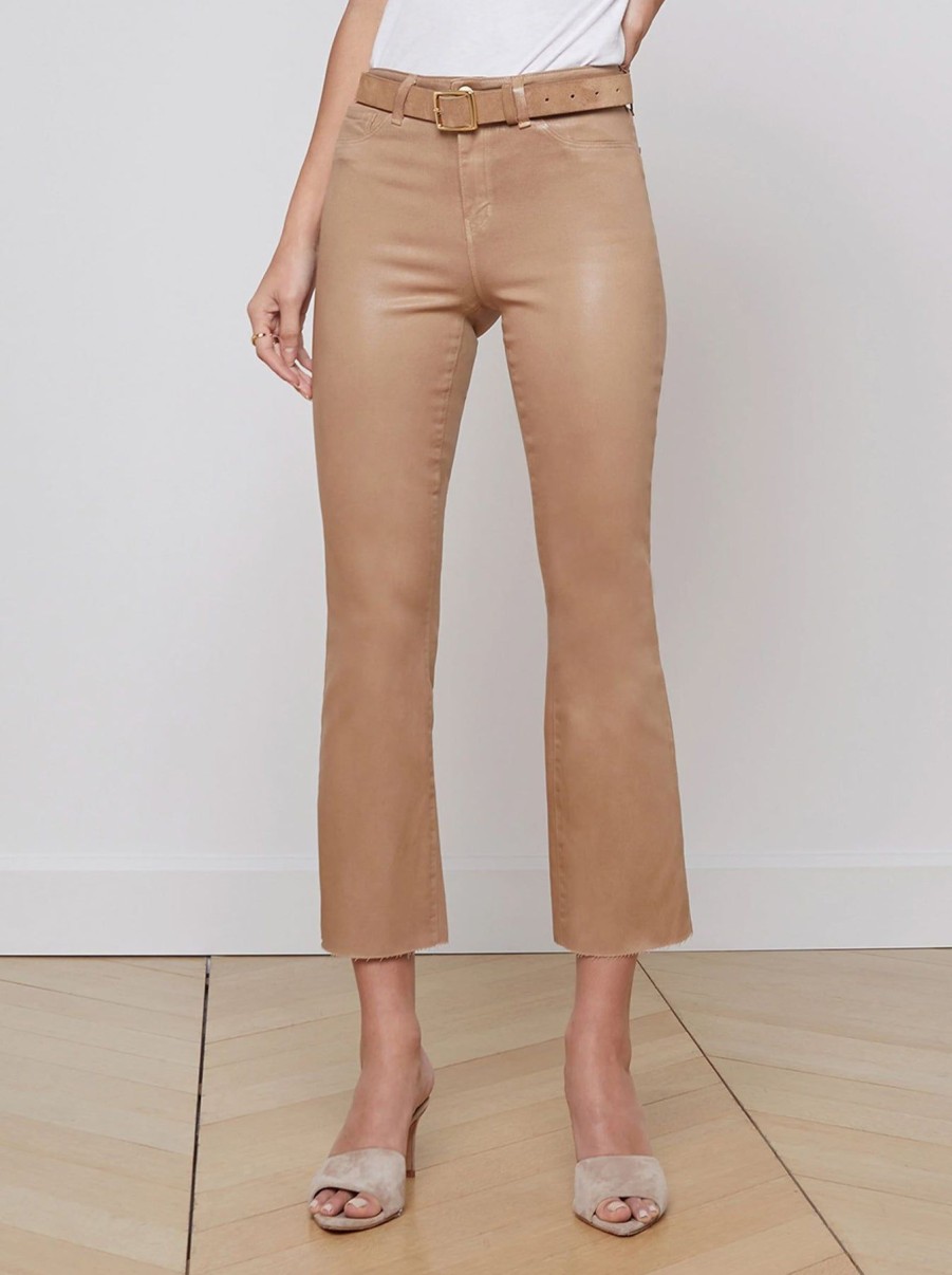 Women L'AGENCE Denim | Kendra High Rise Crop Flare Cappuccino Coated