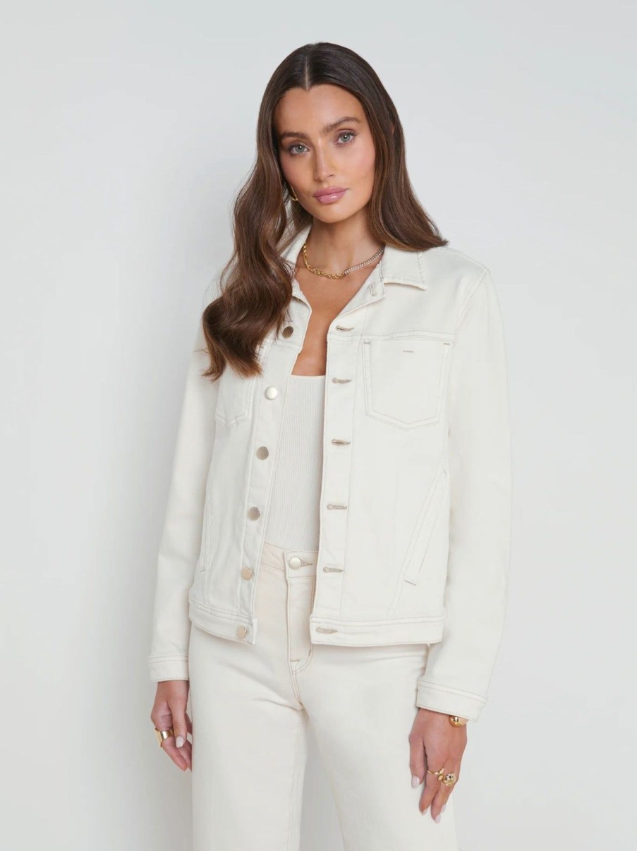 Women L'AGENCE Denim Jackets | Shuri Femme Jacket Macadamia