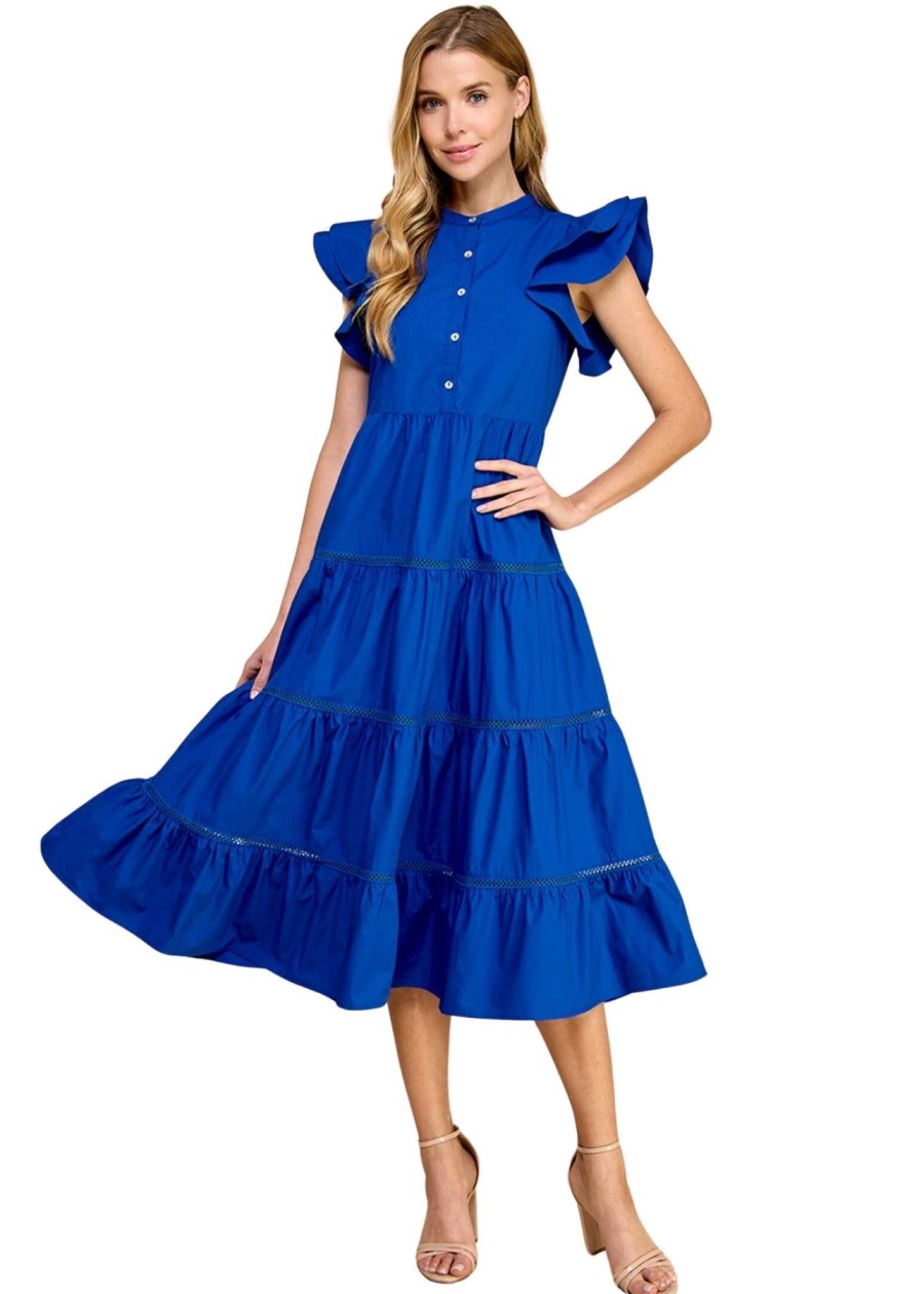 Women Anna Rae Vacation | Cameron Midi Dress Royal Blue