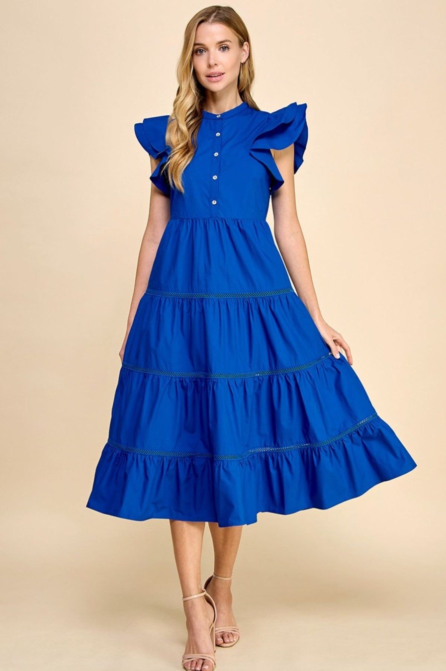 Women Anna Rae Vacation | Cameron Midi Dress Royal Blue