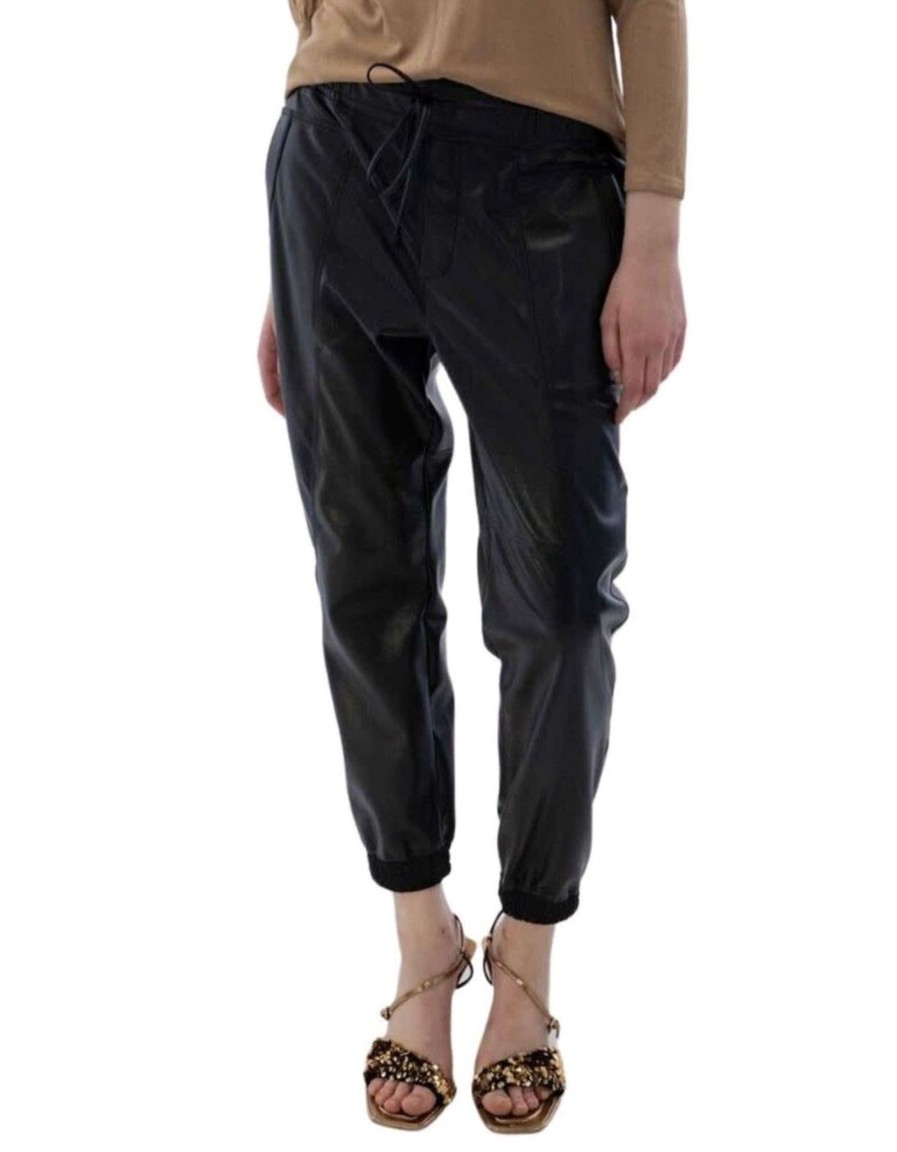 Women Melissa Nepton Pants | Faux Leather Jogger Black