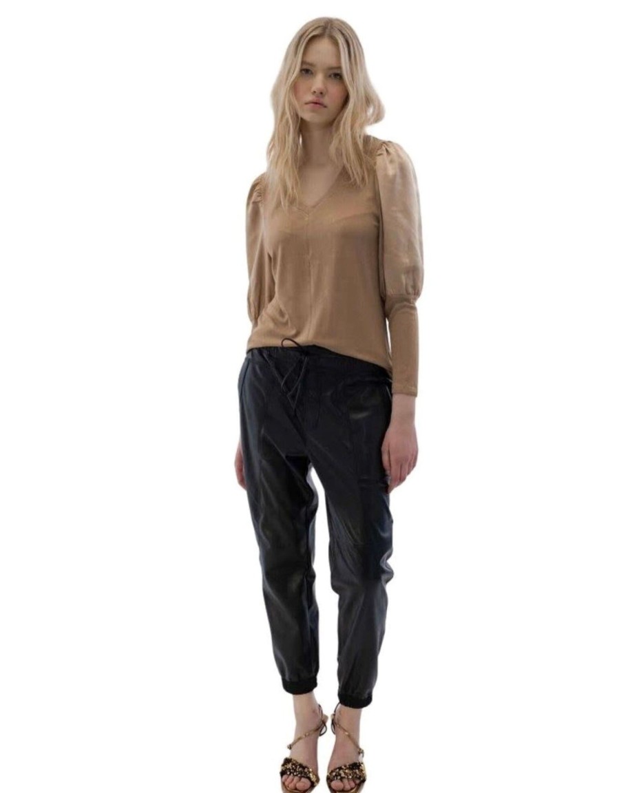 Women Melissa Nepton Pants | Faux Leather Jogger Black