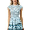 Women Anna Rae Mini | Willa Smocked Dress Teal White