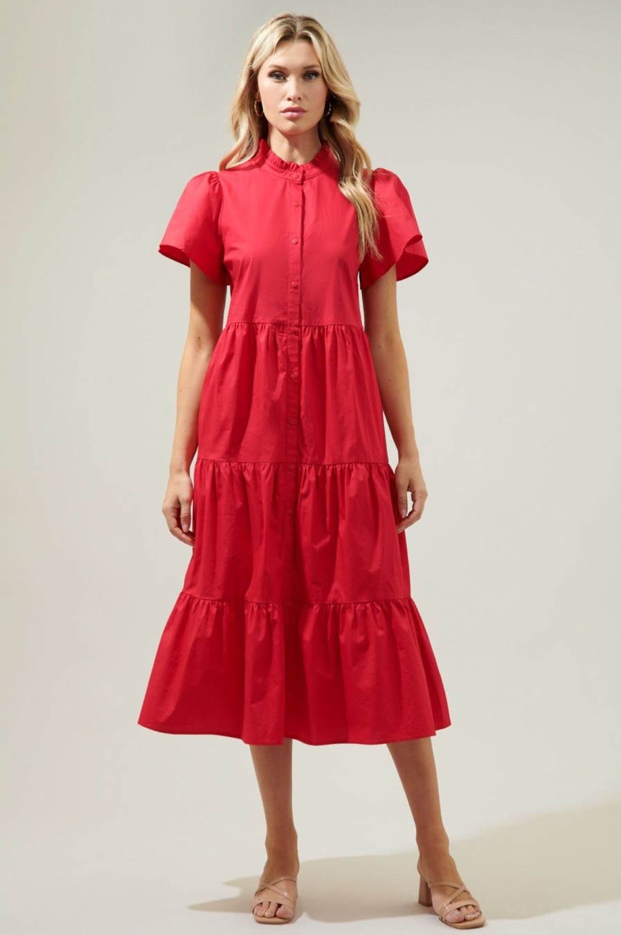 Women Kendall Lane Midi & Maxi | Charlotte Midi Dress Cherry Red