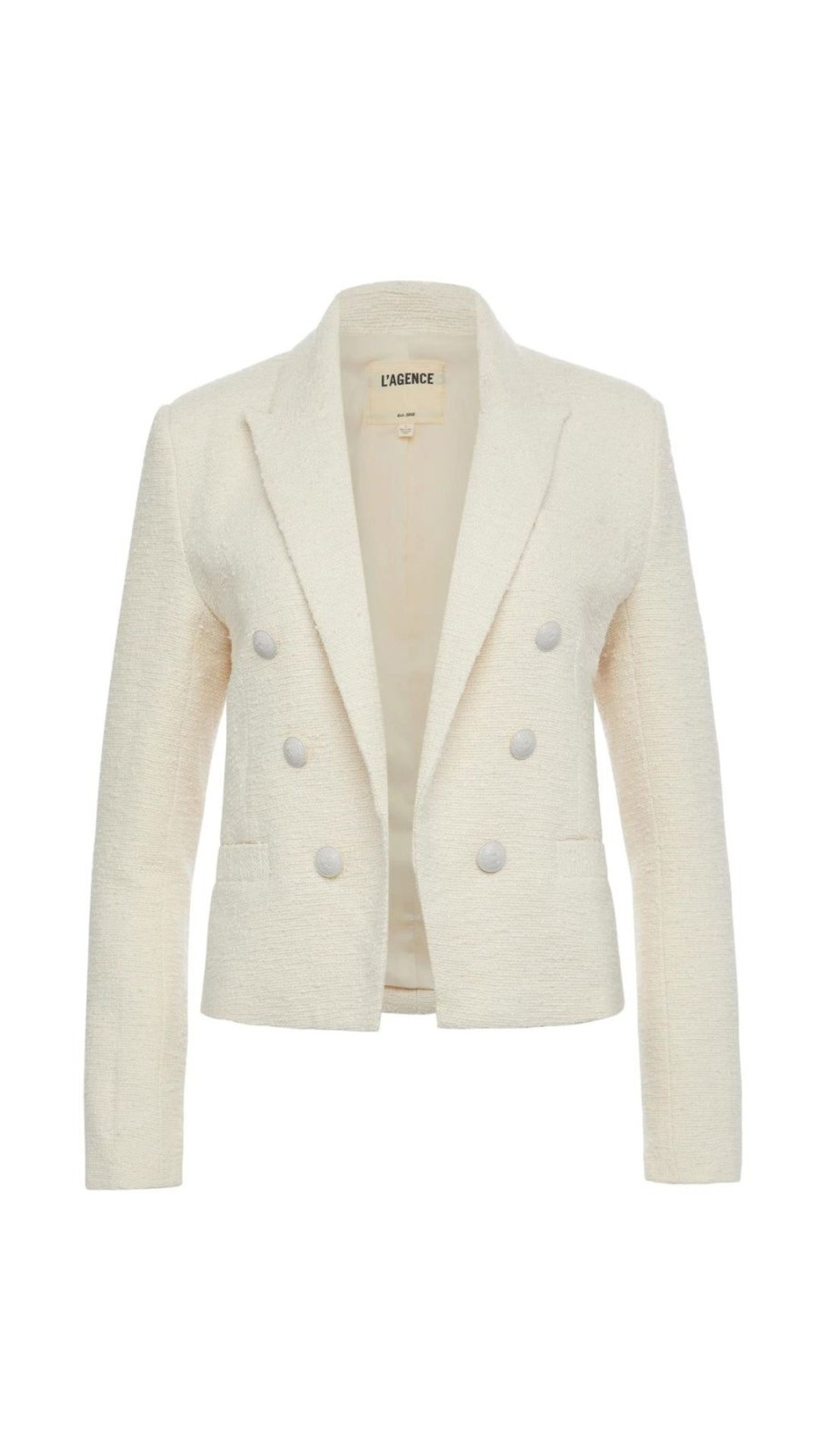 Women L'AGENCE Blazers | Brooke Crop Blazer Ecru