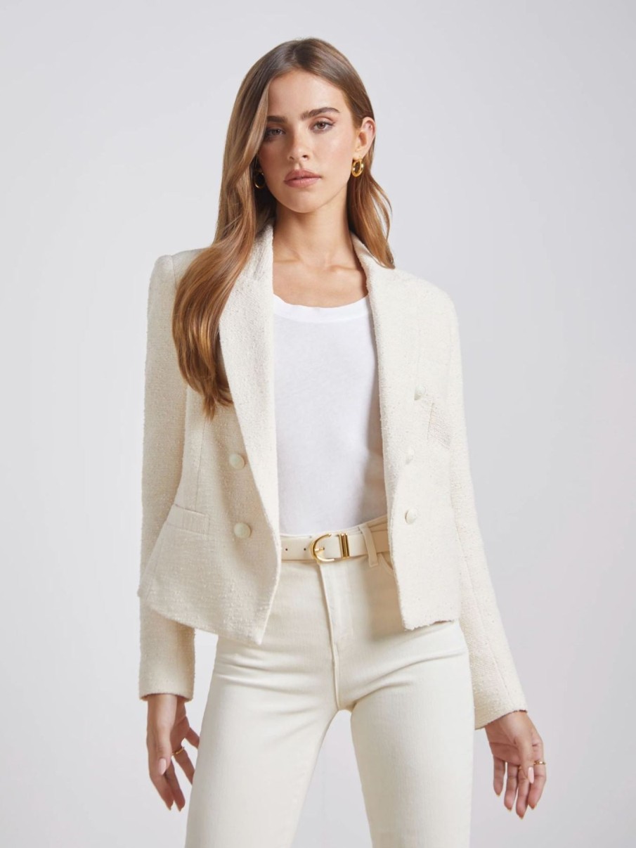 Women L'AGENCE Blazers | Brooke Crop Blazer Ecru