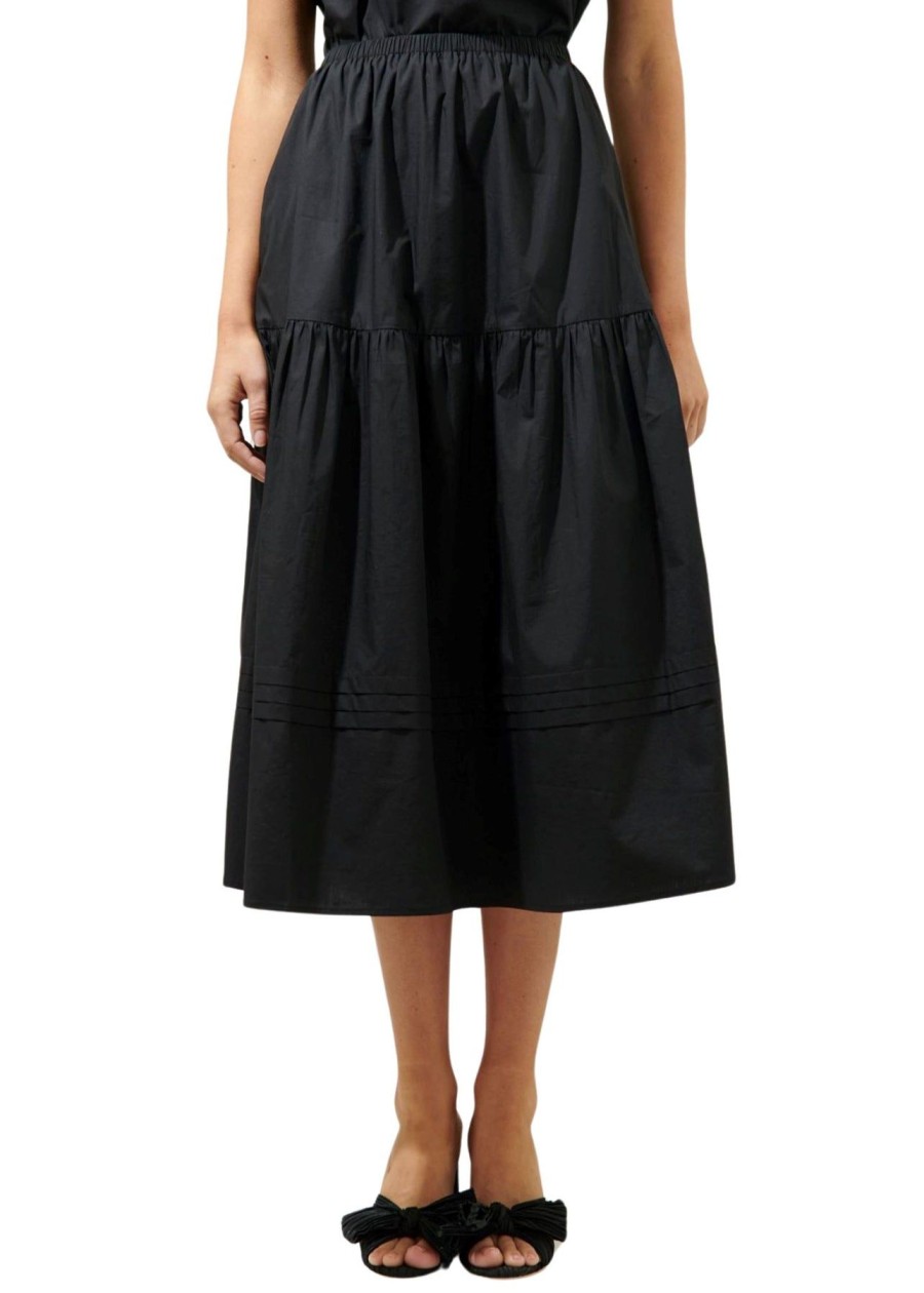 Women Anna Rae Skirts | Andrea Poplin Skirt Black