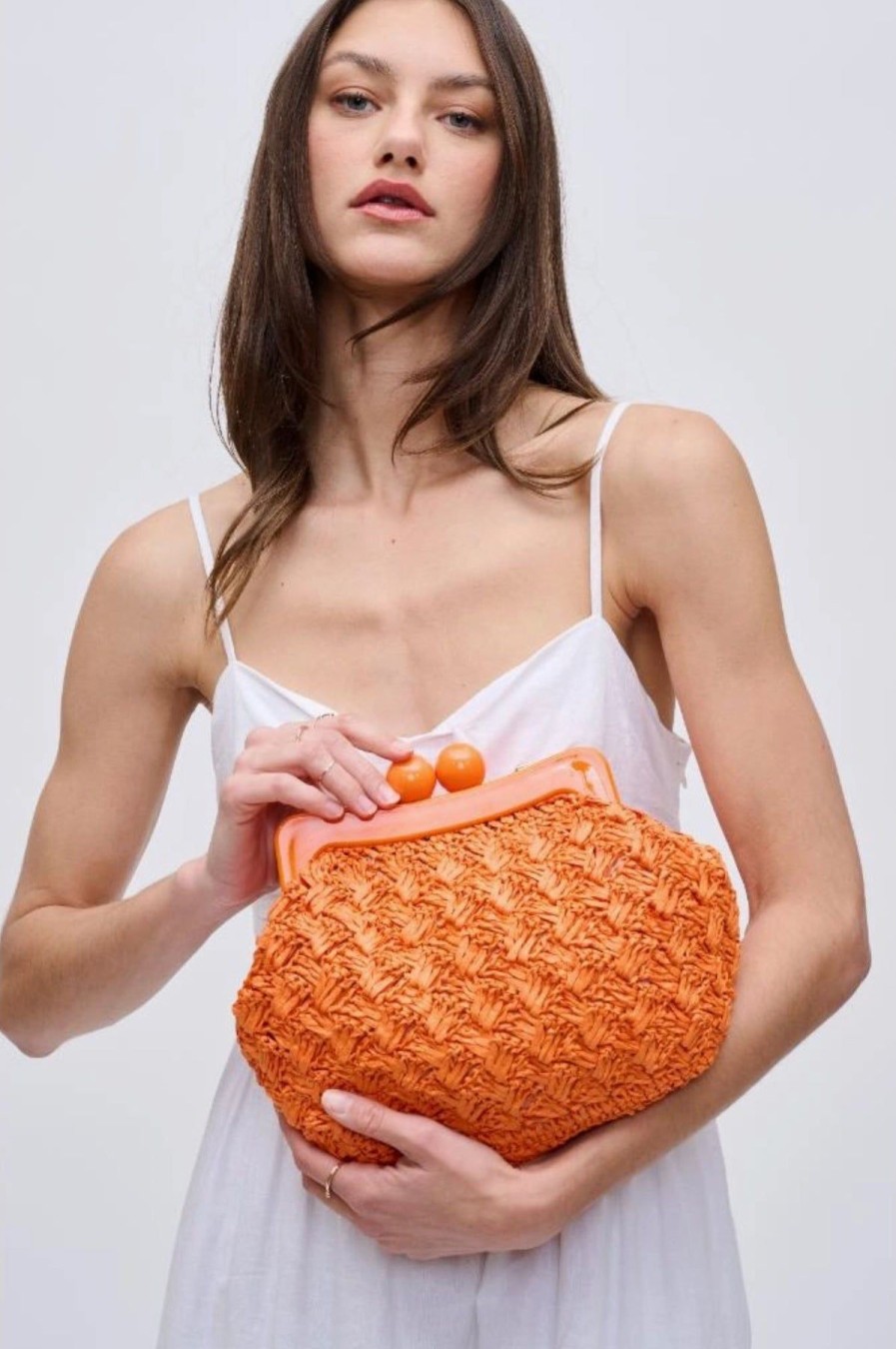 Women Uniquities Handbags | Naomi Clutch Orange