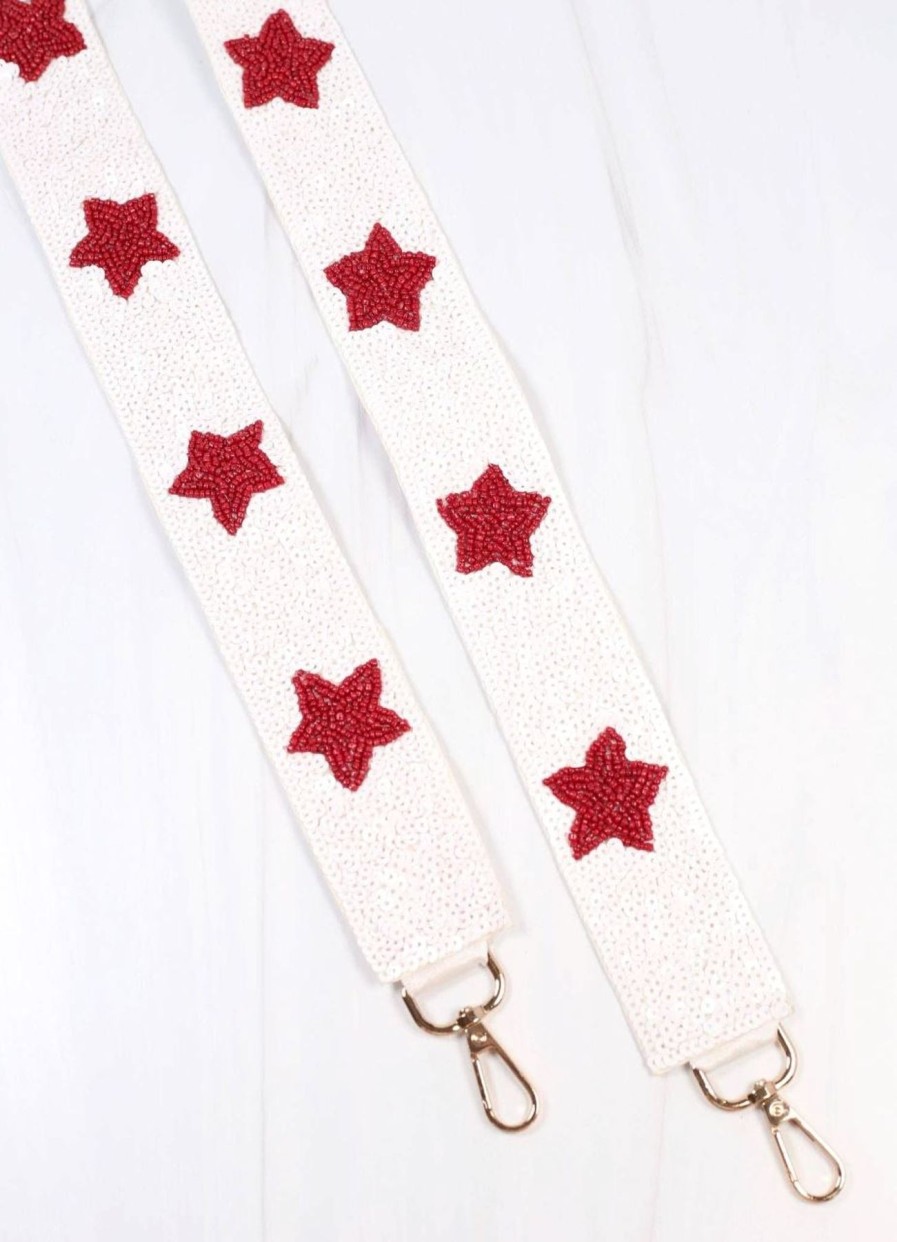 Women Uniquities Handbags | White/Red Star Strap