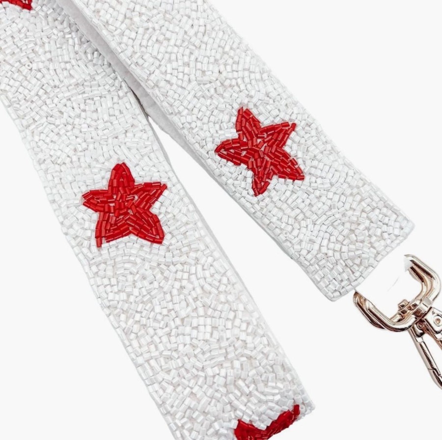 Women Uniquities Handbags | White/Red Star Strap