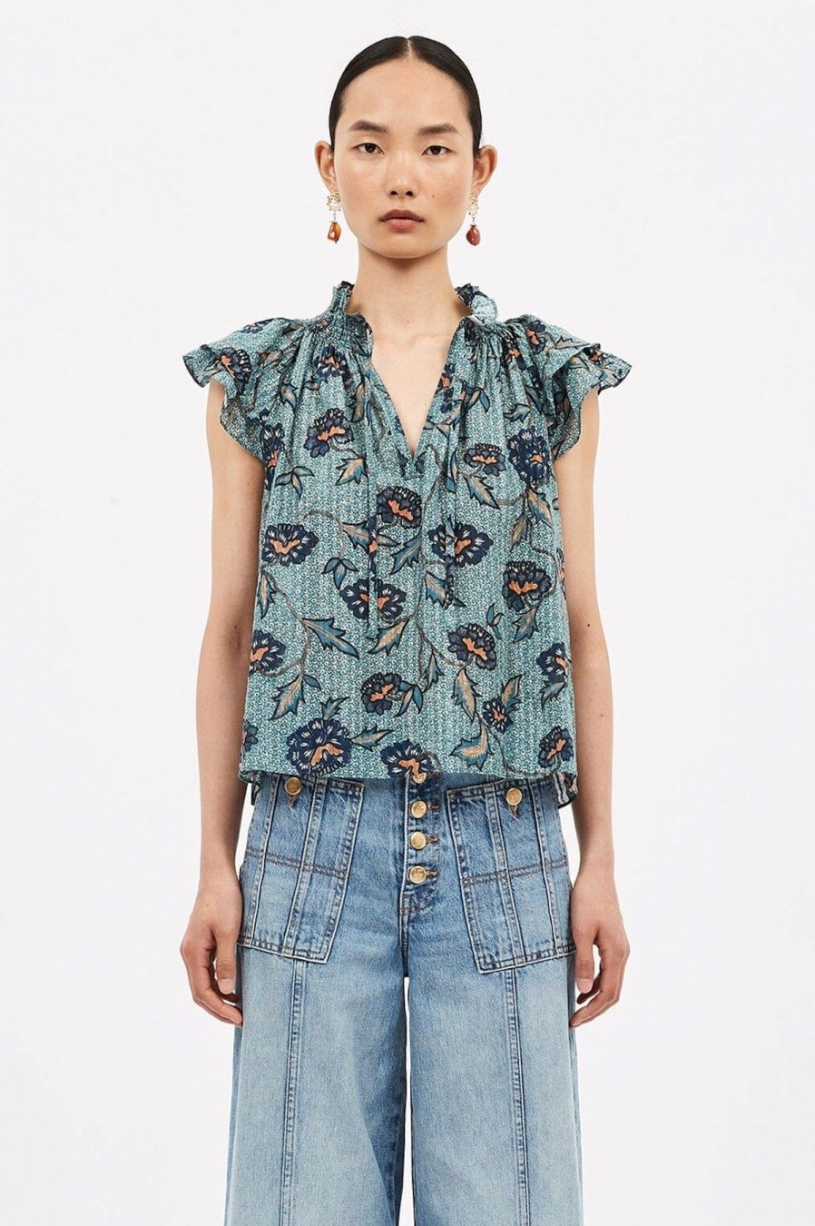 Women Ulla Johnson Shirts & Blouses | Annie Top Cornflower