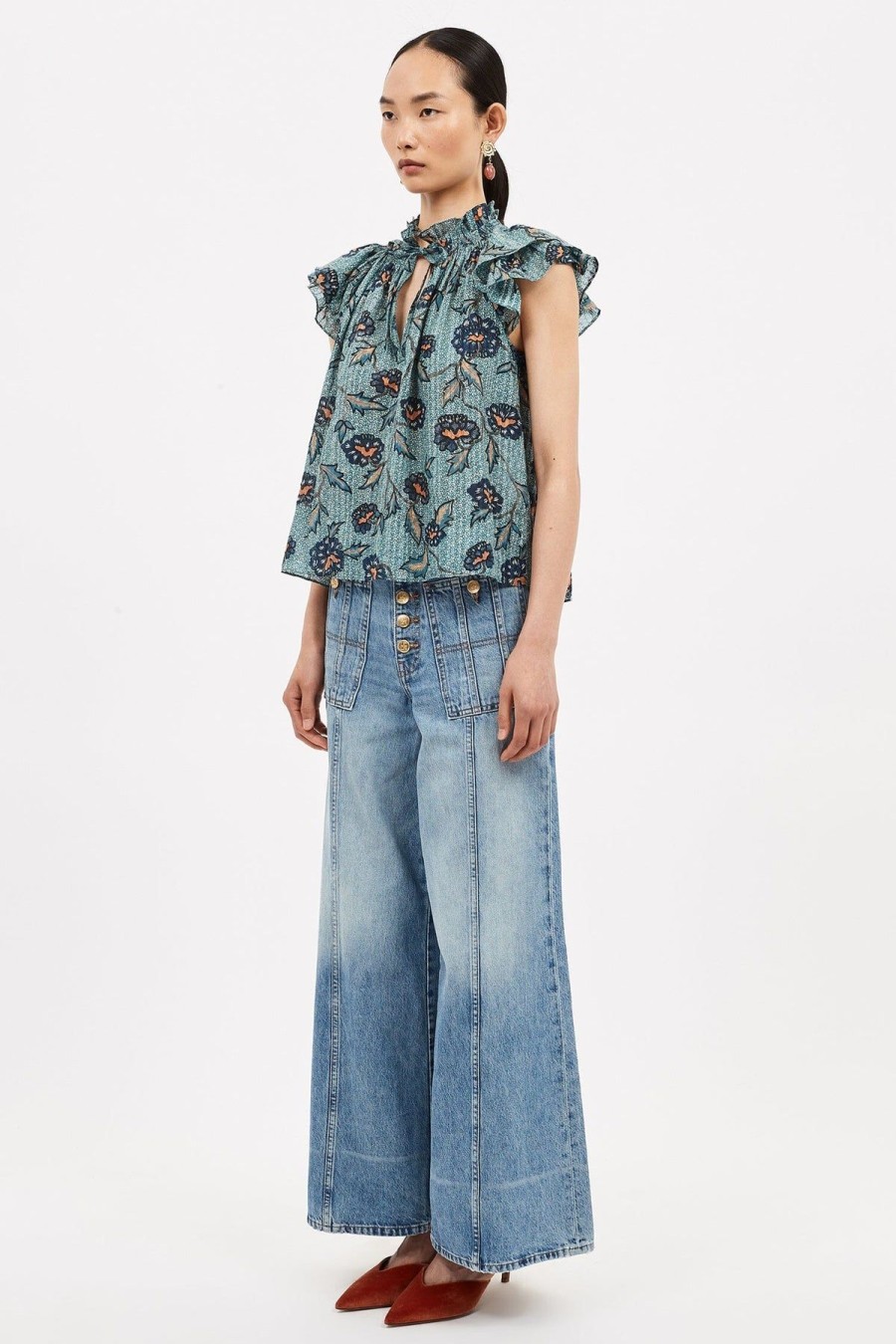 Women Ulla Johnson Shirts & Blouses | Annie Top Cornflower