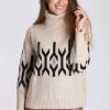 Women Estheme Cashmere Sweaters | Jacquard Turtle Sweater Oat/Black