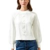 Women Anna Rae Sweaters | Nala Puff Sleeve Sweater White