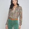 Women L'AGENCE Shirts & Blouses | Nina Long Sleeve Blouse Brown/Sage Valencia