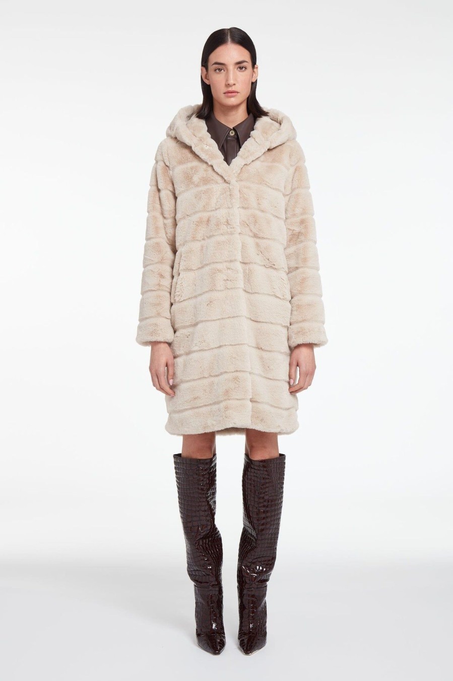 Women Apparis Faux Furs Cold Weather | Celina 3 Coat Latte